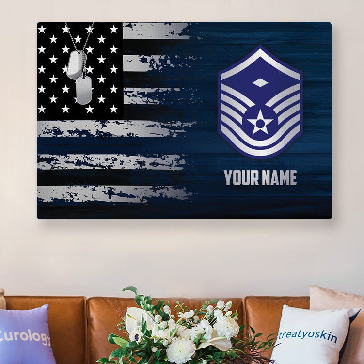 Custom Name & Insignia Rank US Air Force Canvas
