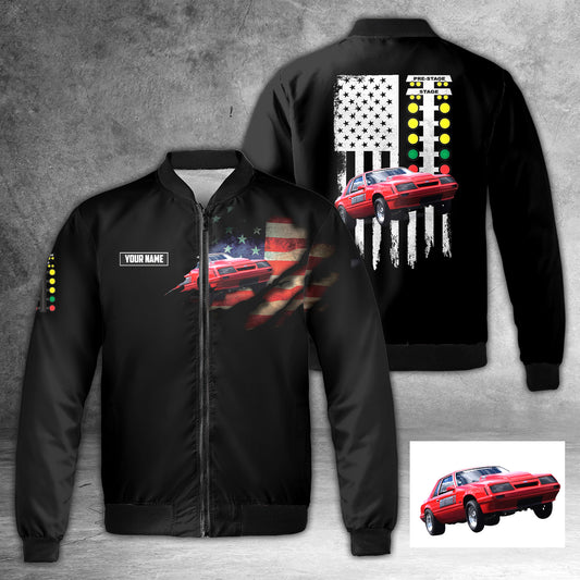 Custom Name & Photo Drag Racing Car Drag racing Light Tree Bomber Jacket