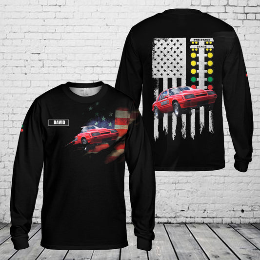 Custom Name & Photo Drag Racing Car Drag racing Light Tree AOP Long Sleeve Shirt
