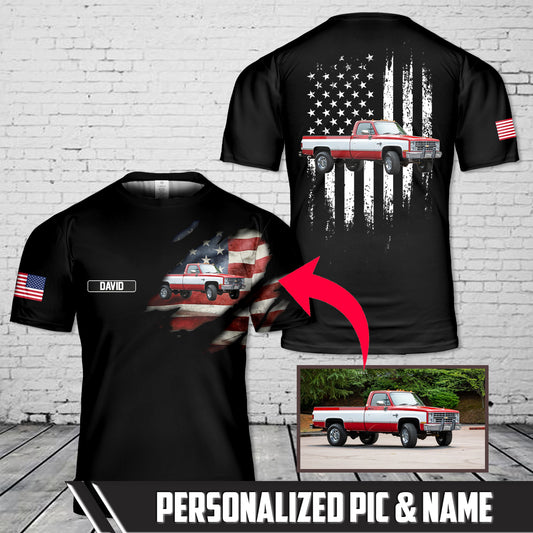 Custom Name & Photo Square Body Pickup Truck 3D T-Shirt