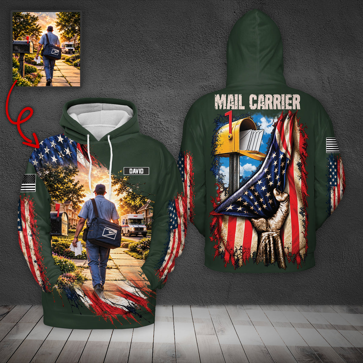 Custom Name & Picture Mail Carrier 3D Hoodie