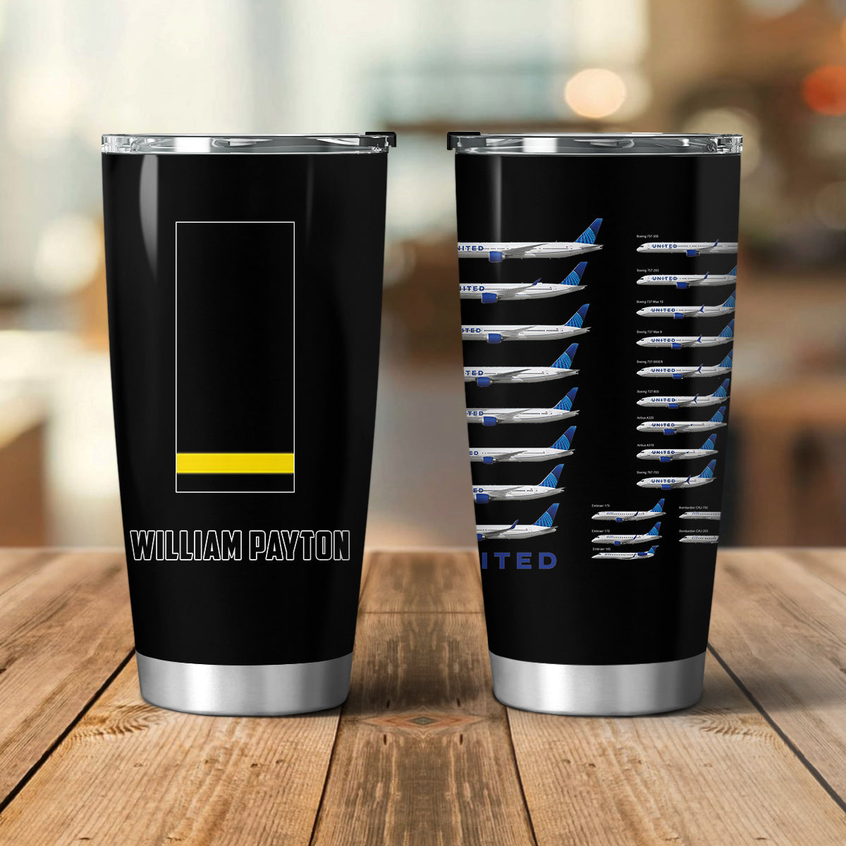 Custom Name & Pilot Rank United Airlines Tumbler 20Oz