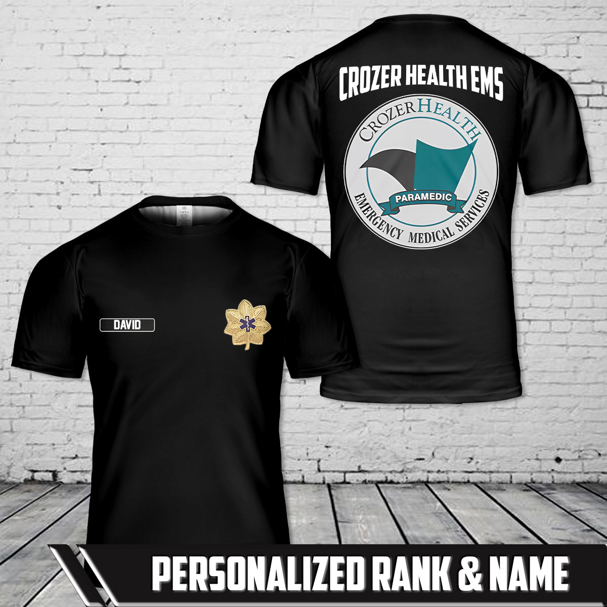 Custom Name & Rank Crozer EMS, Upland, Pennsylvania 3D T-Shirt