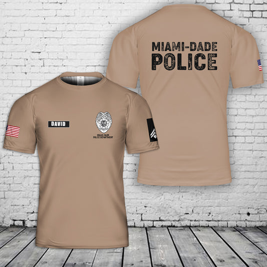 Custom Name & Rank Miami-Dade Police Department 3D T-Shirt