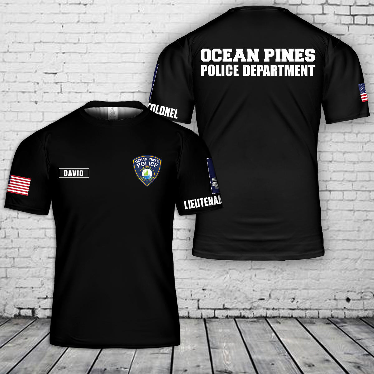 Custom Name & Rank Ocean Pines Police Department (Maryland) 3D T-Shirt