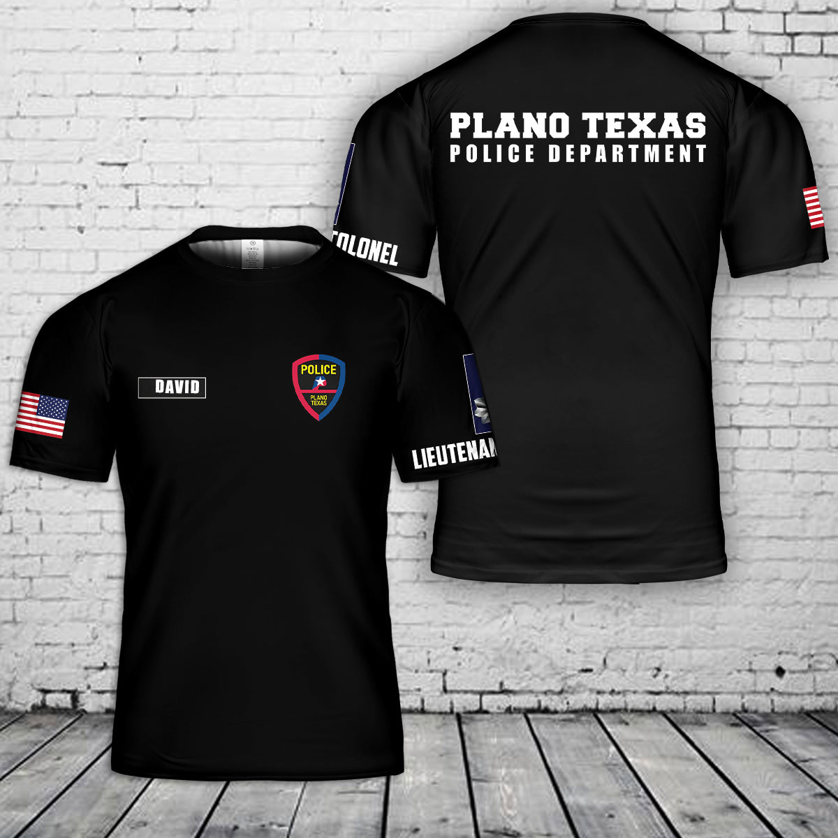 Custom Name & Rank Plano Texas Police Department 3D T-Shirt