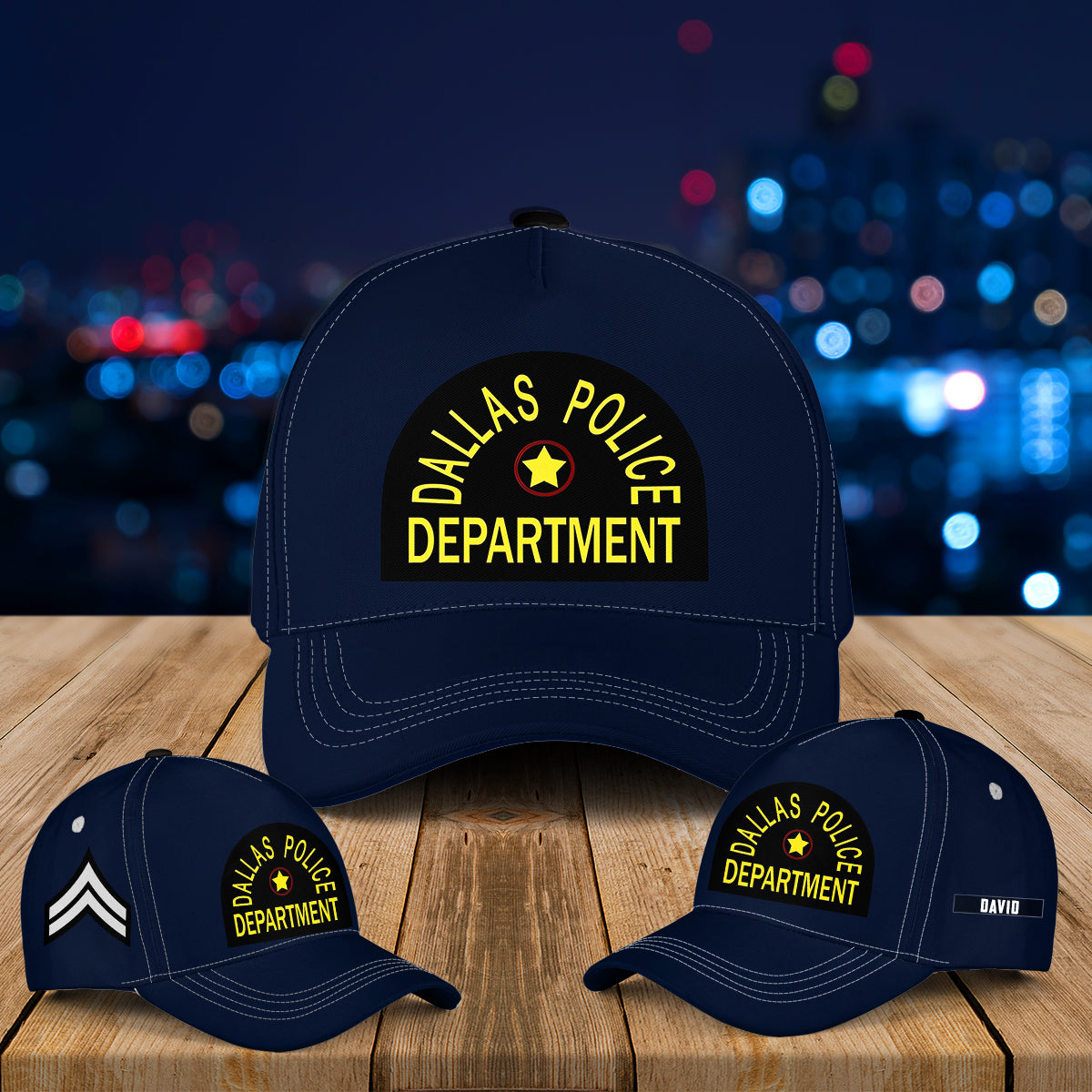 Custom Name & Rank Texas Dallas Police Department Baseball Cap