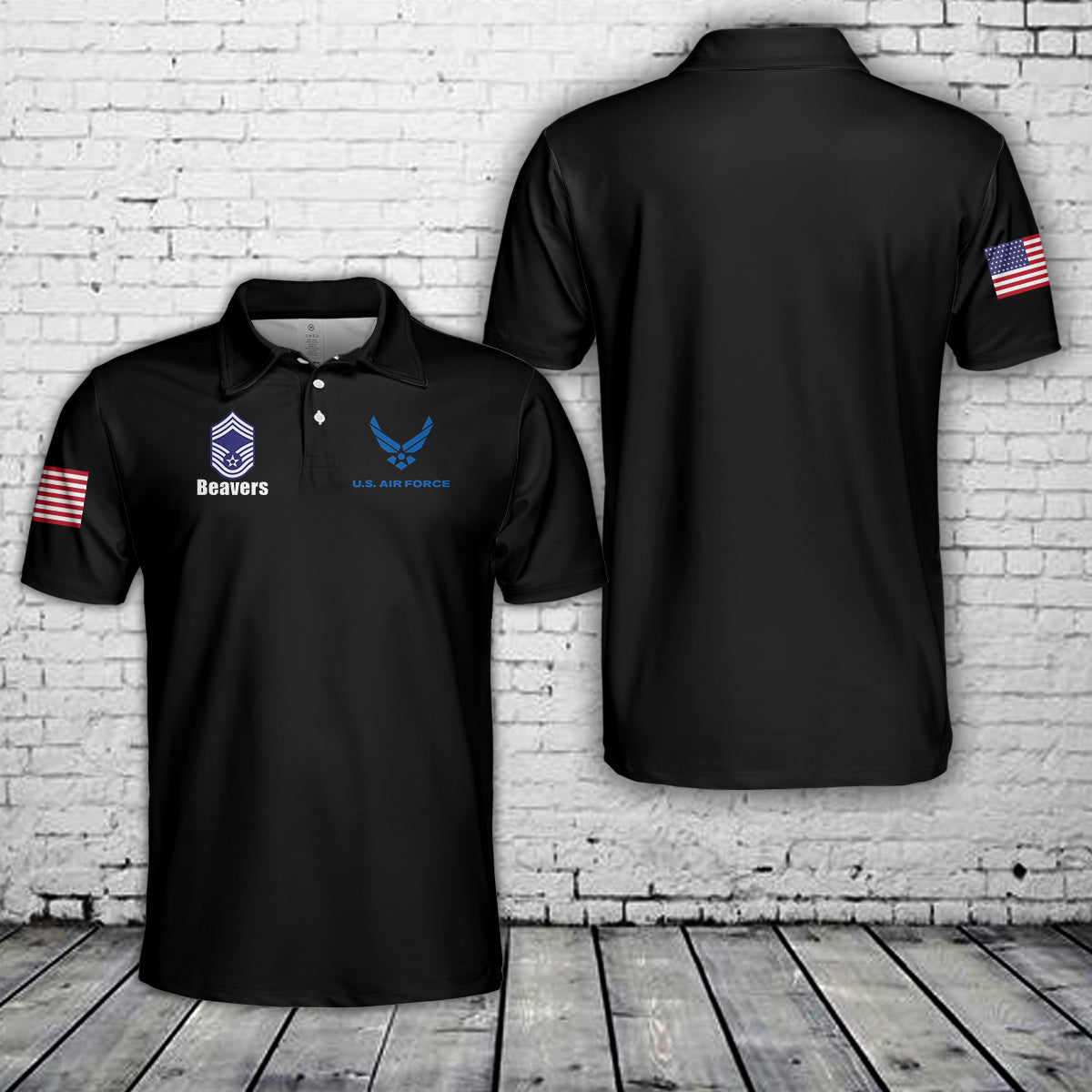 Custom Name & Rank US Air Force Polo Shirt