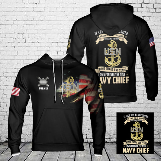 Custom Name & Rank US Navy 3D Hoodie