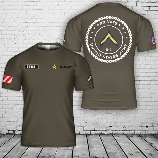 Custom Name & Rank US Army 3D T-Shirt
