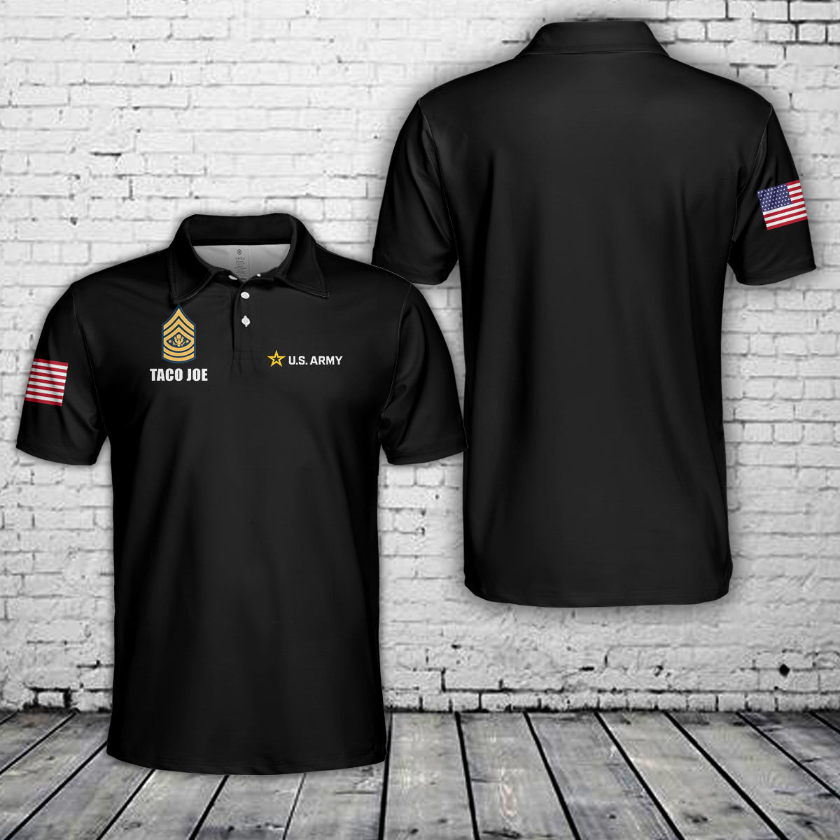 Custom Name & Rank US Army Polo Shirt