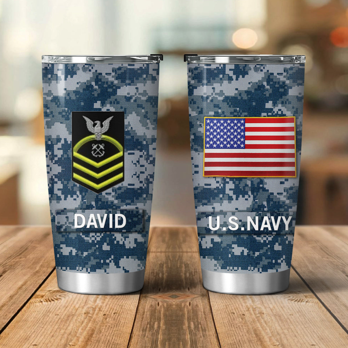 Custom Name & Rank US Navy Tumbler 20oz