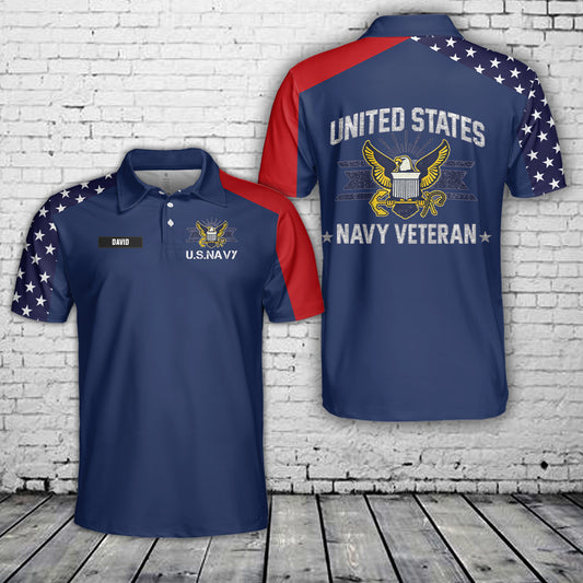Custom Name US Navy Veteran Polo Shirt