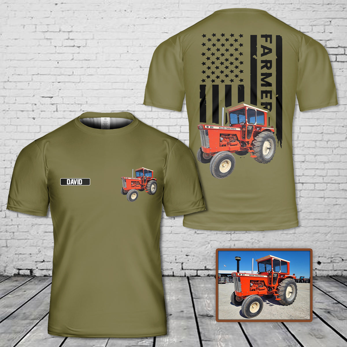 Custom Name & Tractor American Farmer 3D T-Shirt