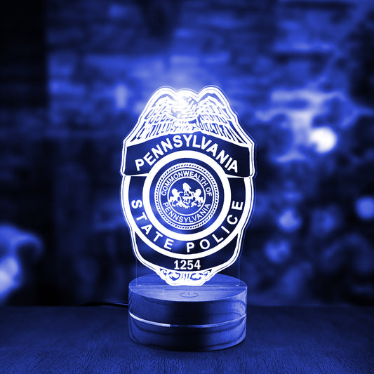 Custom Number Pennsylvania State Police Badge Custom Shape Photo Night Light