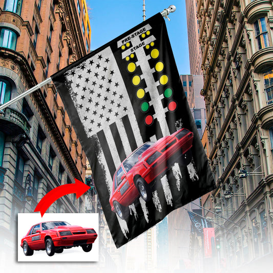 Custom Photo Drag Racing Car Drag racing Light Tree House Flag