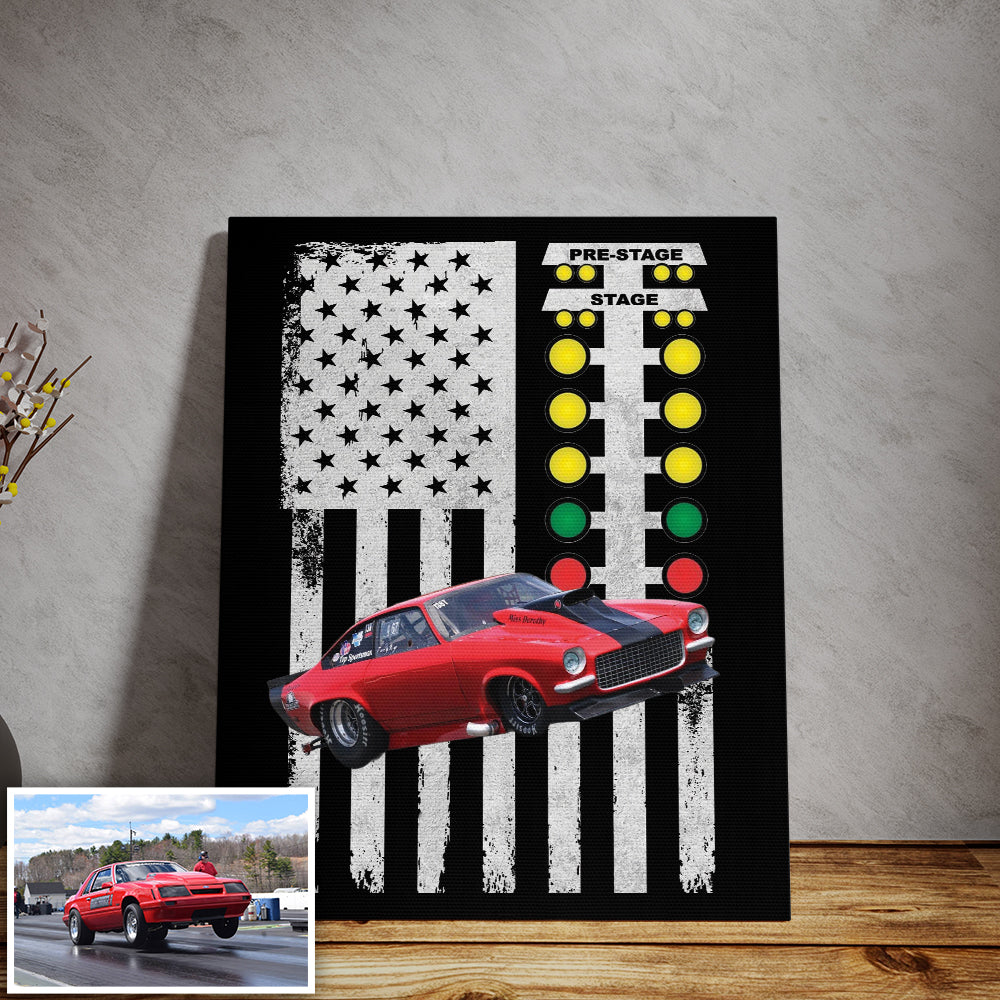 Custom Photo Drag Racing Flag Canvas