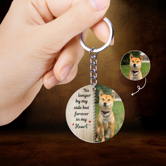 Custom Quote, Photo, Name And Year Forever In My Heart - Memorial Gift For Dog & Cat Lovers Custom shape 2-layer Acrylic Keychain