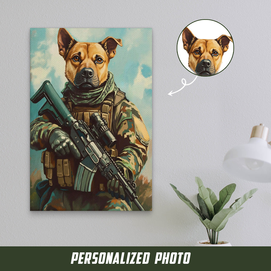 Custom Photo Pet Army Member Soldier Canvas