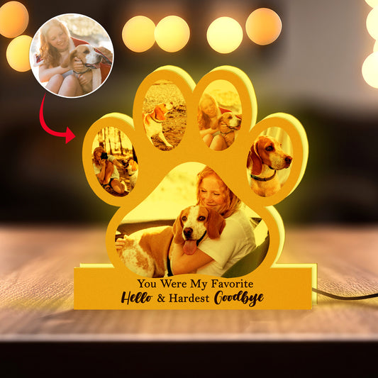 Custom Photo You Were My Favorite Hello And My Hardest Goodbye Memorial Gift For Pet Lovers Custom Shape Photo Night Light Box