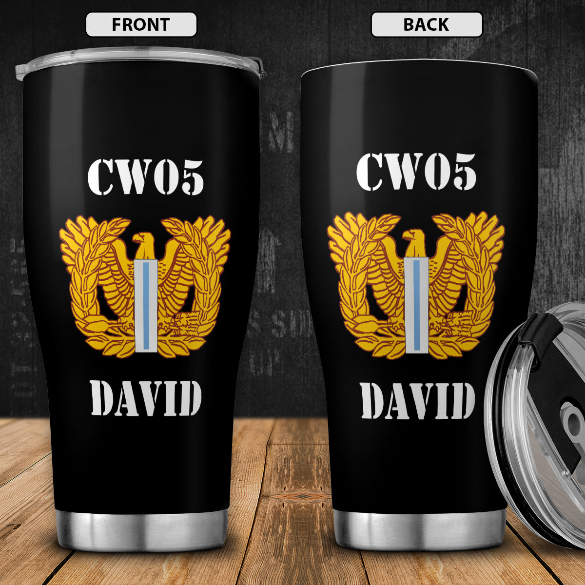 Custom Rank & Name US Army Warrant Officer Rising Eagle Tumbler 20Oz
