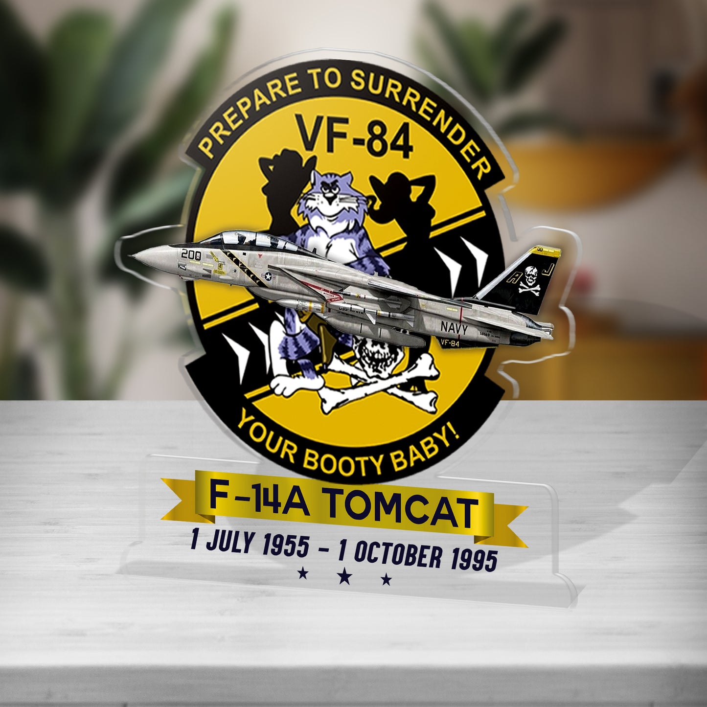 Custom Shape Acrylic Plaque US Navy F-14A Tomcat Of VF-84 "Jolly Rogers"