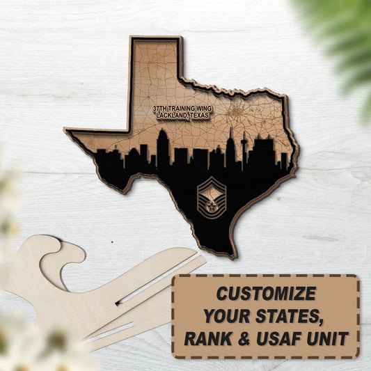 Custom States, Rank & USAF Unit Custom Shape 2-layer Wooden Sign