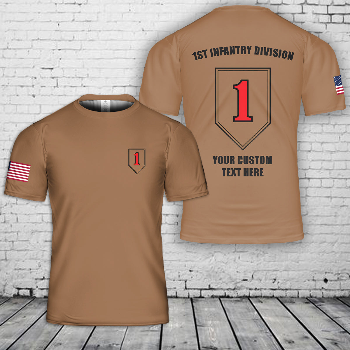 Custom Text 1st Infantry Division The Big Red One 3D T-Shirt