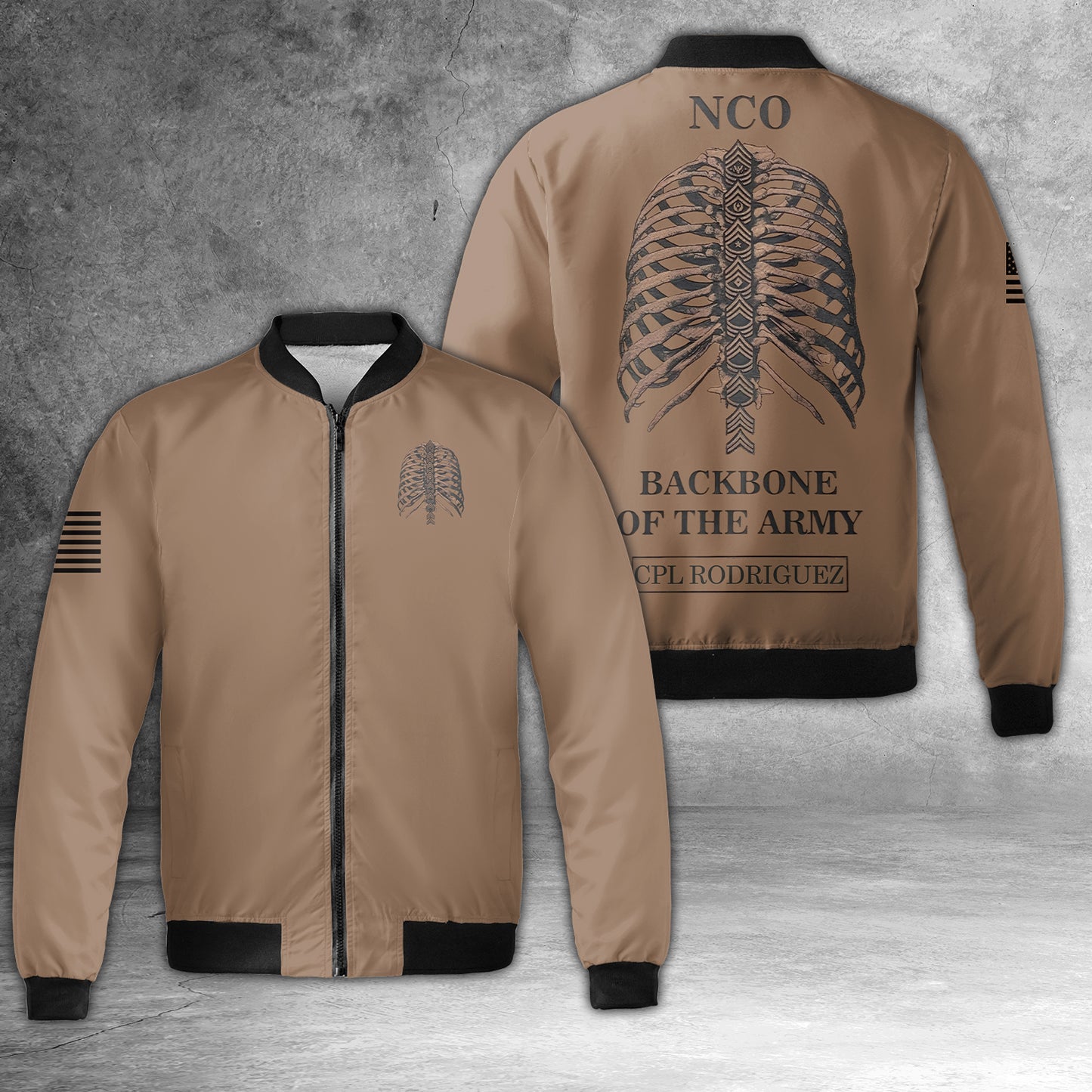 Custom Text NCO Backbone of the Army Bomber Jacket