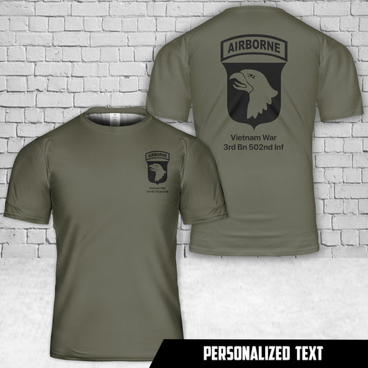 Custom Text US Army 101st Airborne Division Screaming Eagles - Fort Campbell T-Shirt 3D