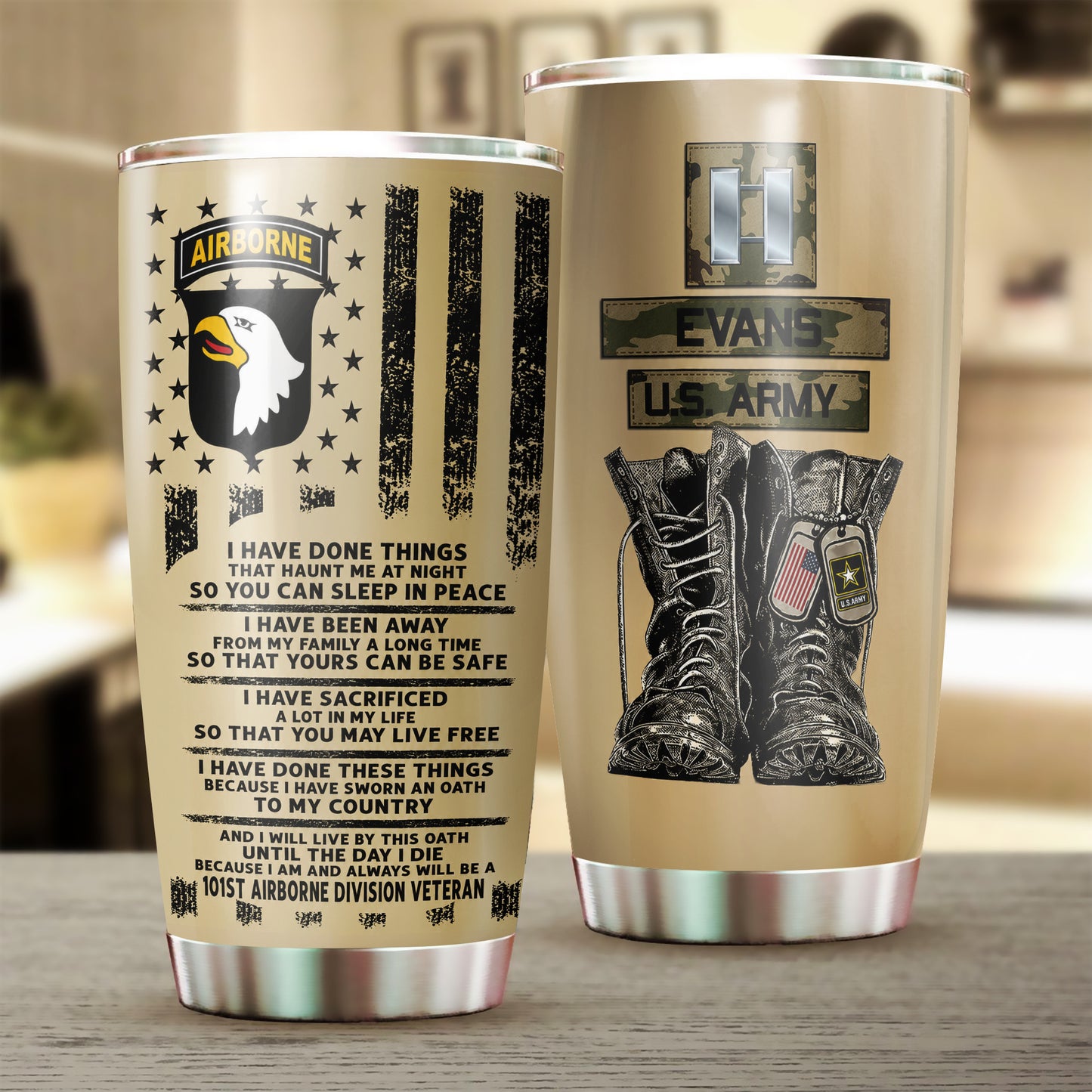 Custom US Army I Am and Always Will Be a U.S. Veteran Stainless Tumbler