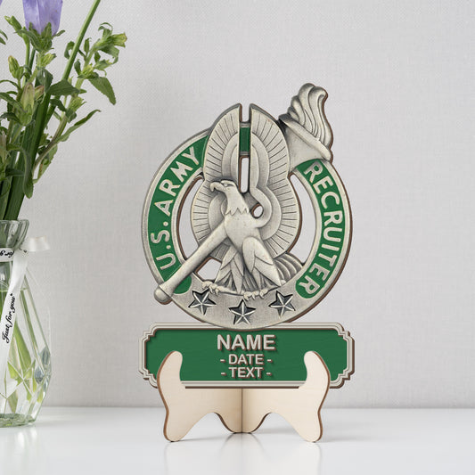 Custom US Army Recruiter Badge Custom Shape 2-layer Wooden Sign