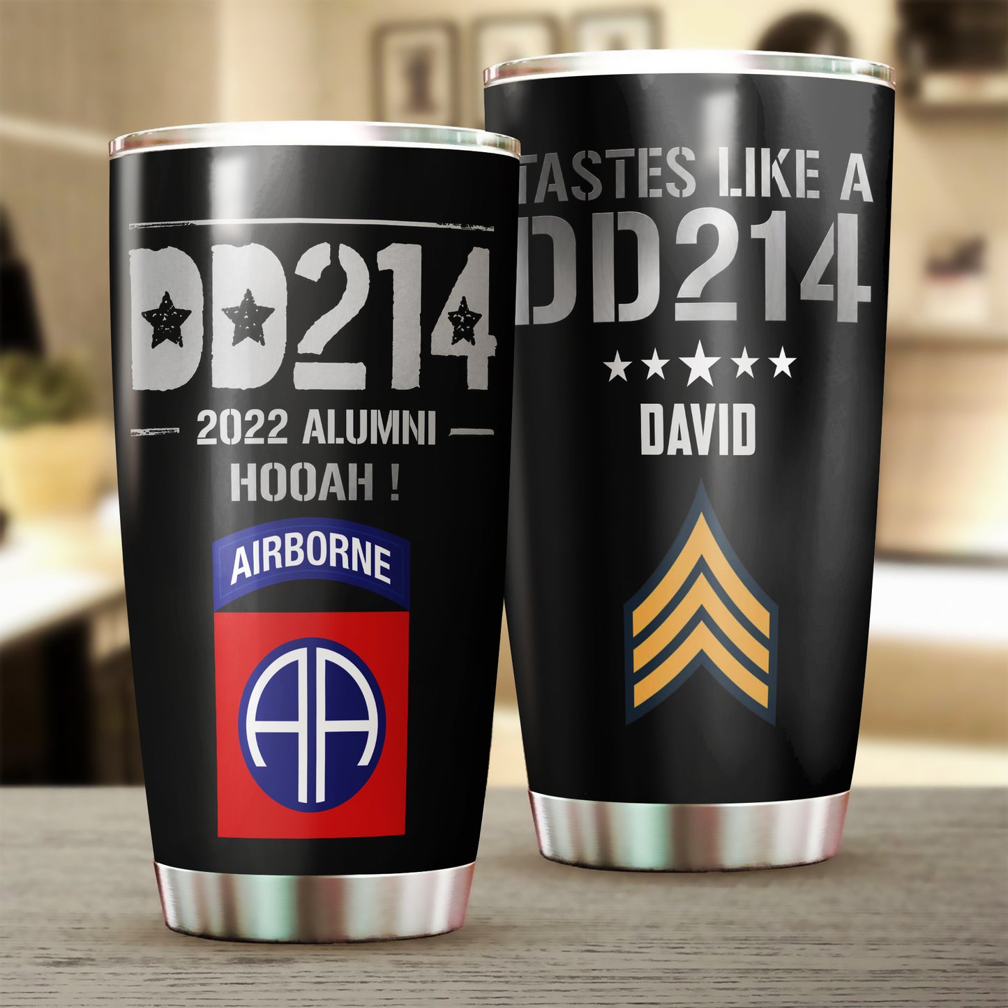Custom US Army Veteran Tastes Like a DD214 Stainless Tumbler