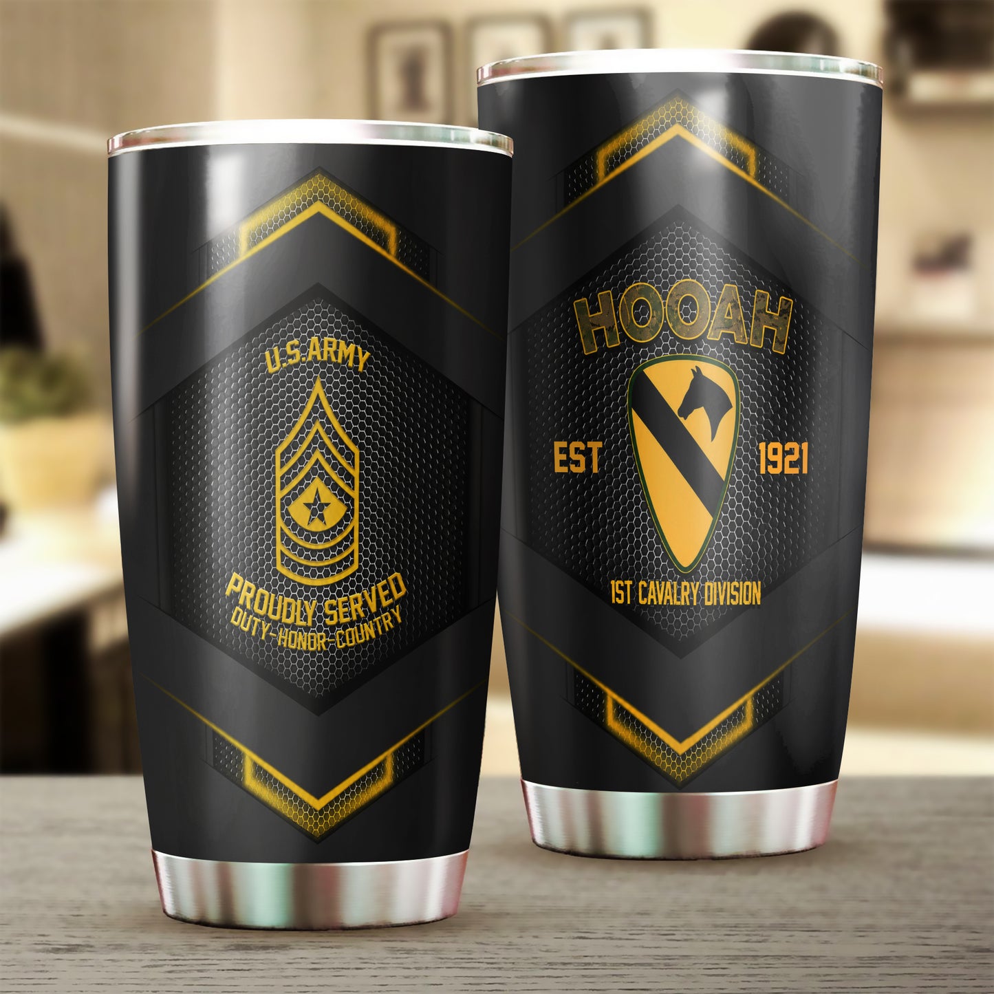 Custom US Army Veteran  Proudly Served Hooah Stainless Tumbler TT0408PK09