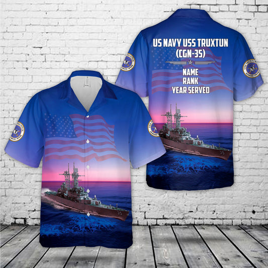 Custom US Navy USS Truxtun (CGN-35) Hawaiian Shirt NLMP1704PT04