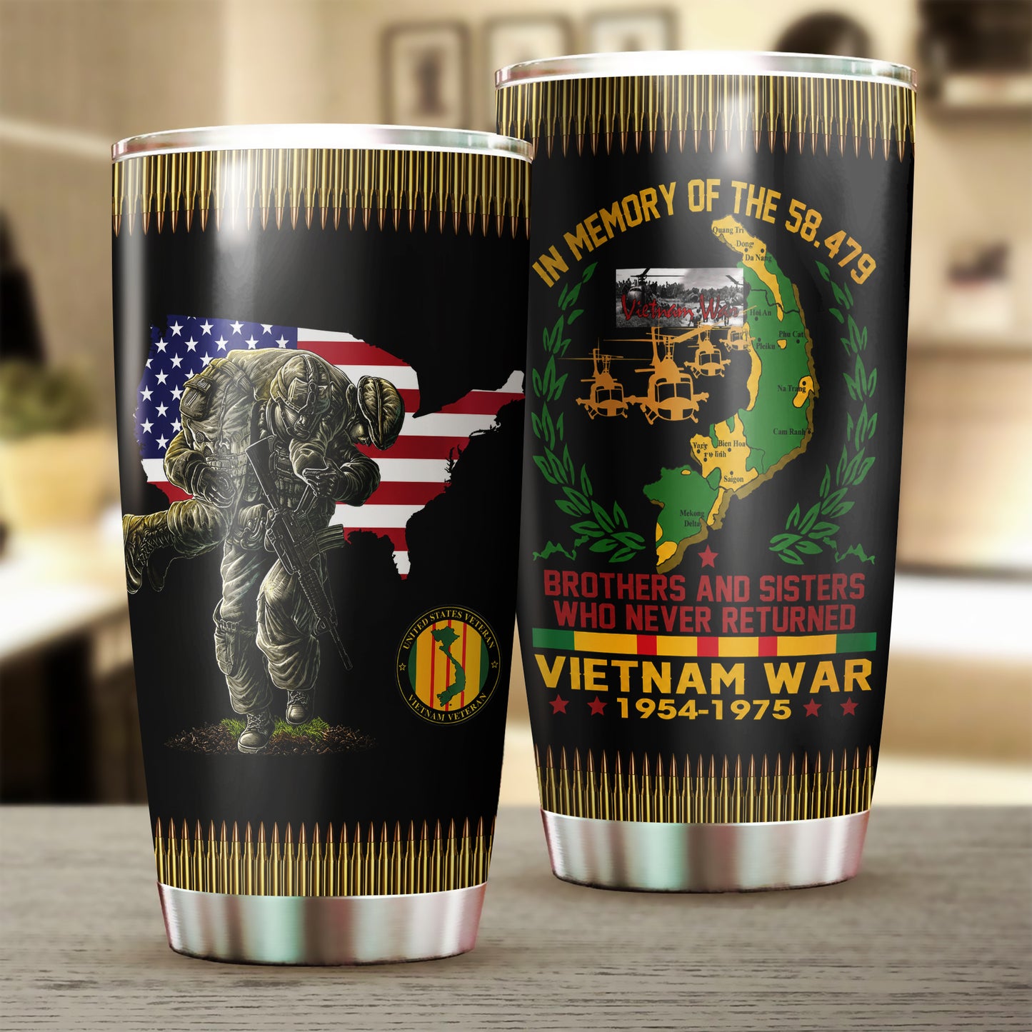 Vietnam Veteran In Memory of the 58,497 Brothers and Sisters Who Never Returned Stainless Tumbler
