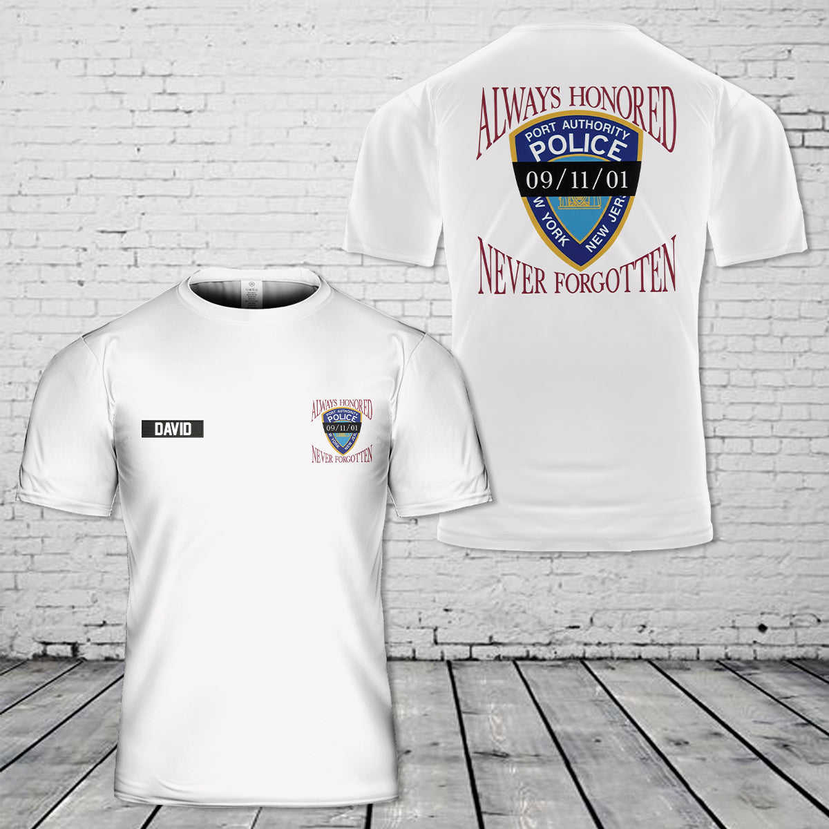 Custom name 9/11 Memorial PAPD Never Forgotten 3D T-Shirt
