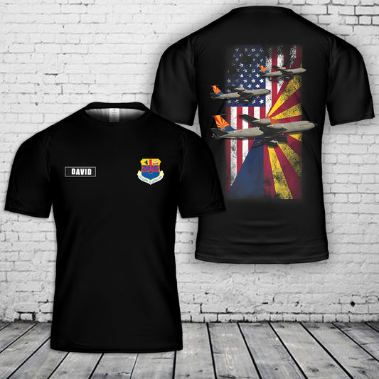 Custom name Arizona Air National Guard 161st Air Refueling Wing Boeing KC-135R Stratotanker (717-148) 3D T-Shirt