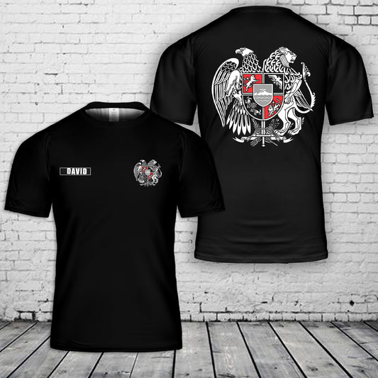 Custom name Armenia Coat of arms 3D T-Shirt