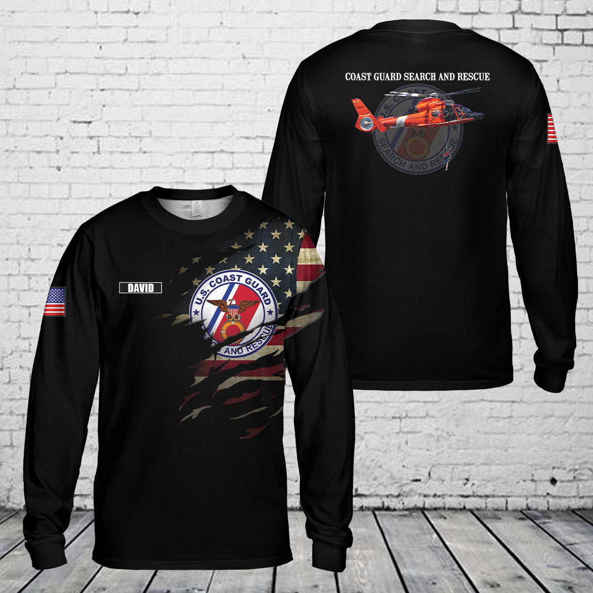 Custom name Coast Guard SEARCH and RESCUE Long Sleeve Shirt
