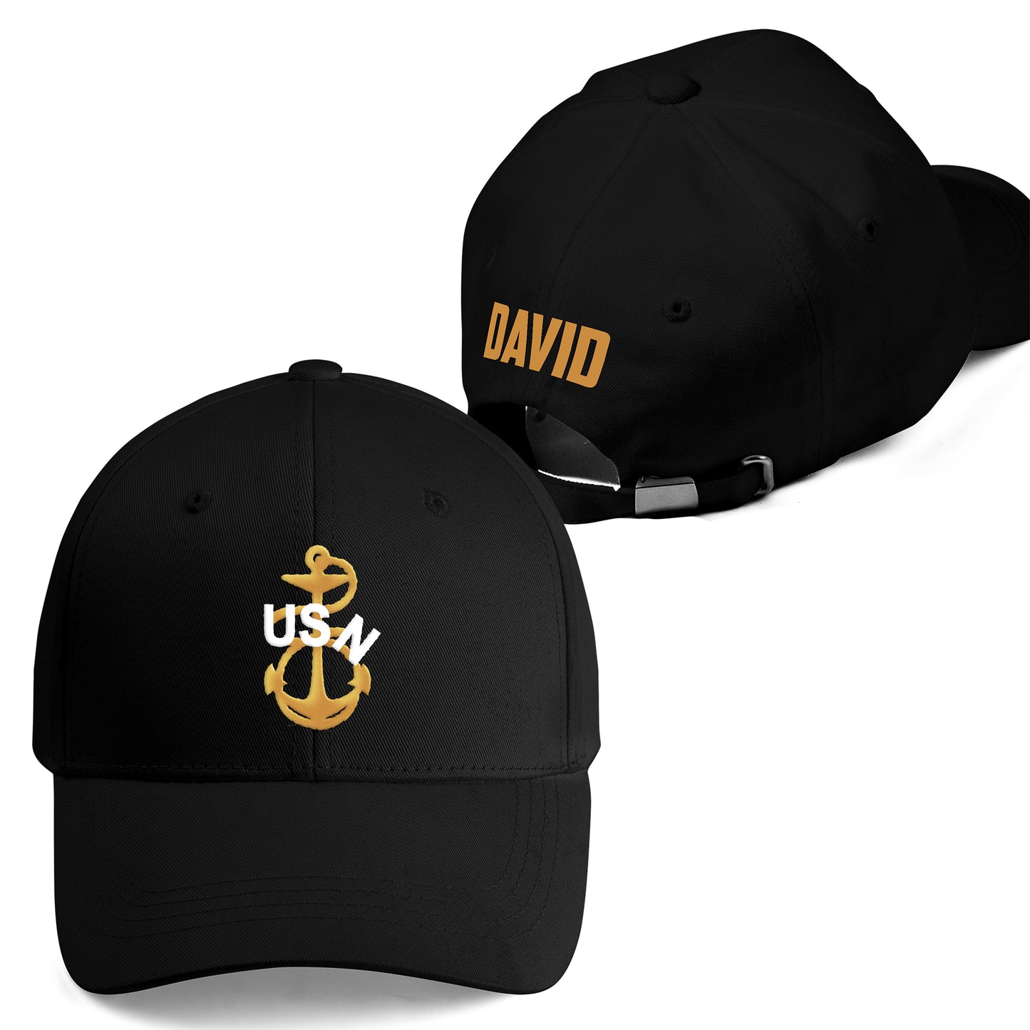 Custom name Navy Chief Old School Embroidered Cap