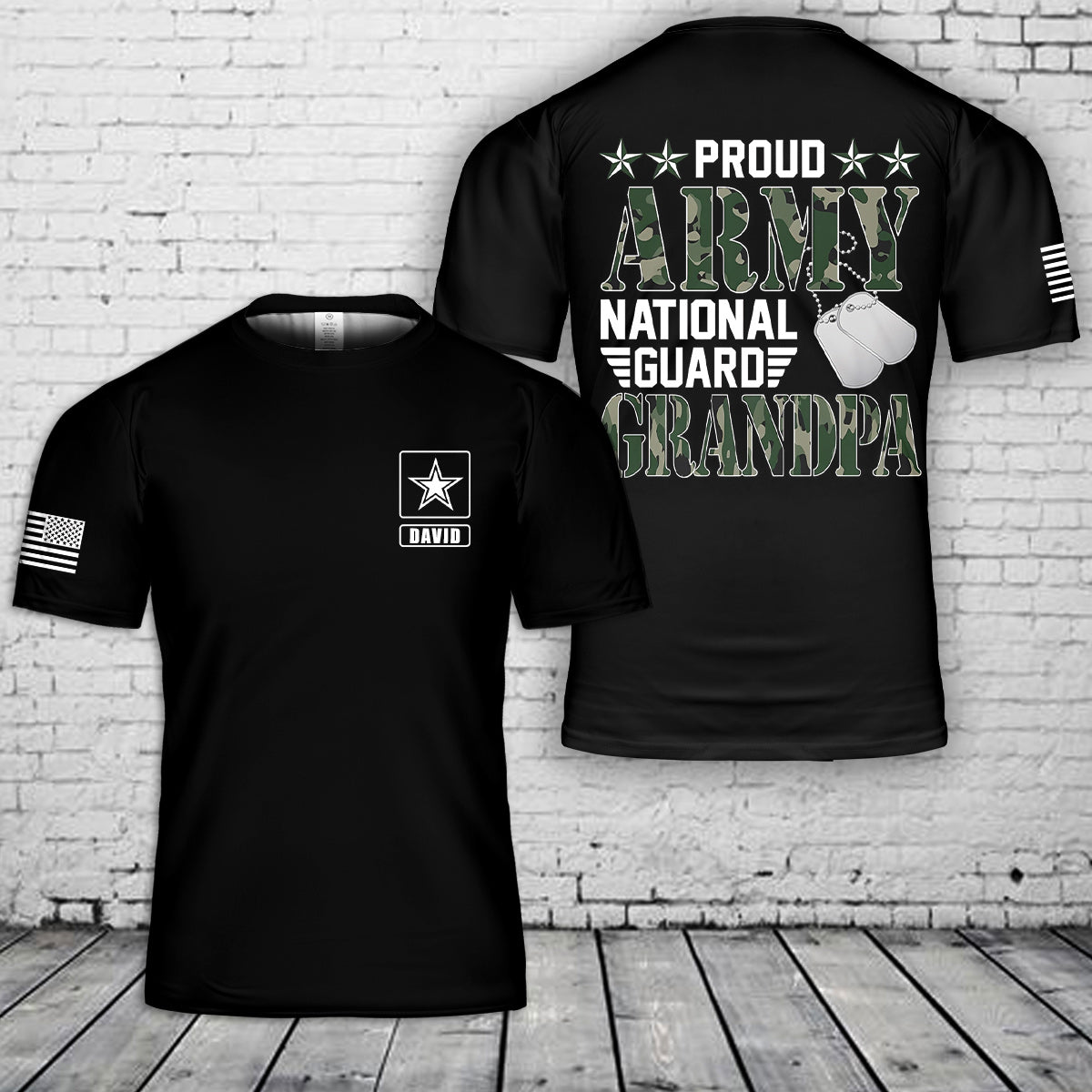 Custom name Proud Army National Guard  Grandpa 3D T-Shirt