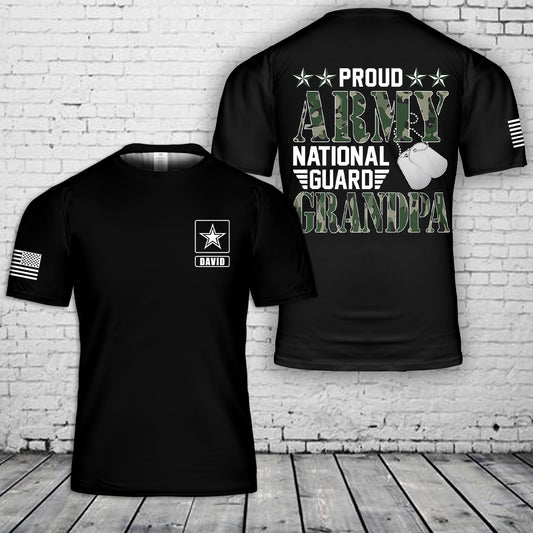 Custom name Proud Army National Guard  Grandpa 3D T-Shirt