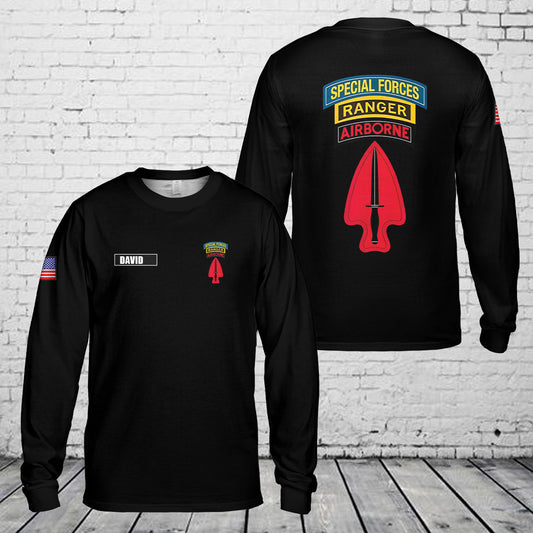 Custom Name Ranger Tab USASOC Shirt Long Sleeve Shirt