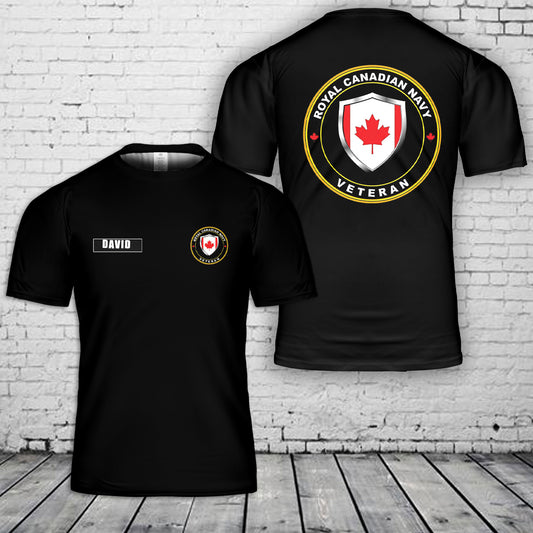 Custom name Royal Canadian Veteran 3D T-Shirt