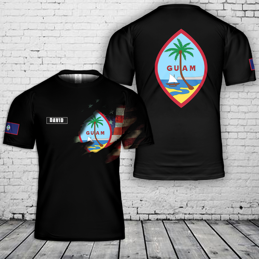 Custom name Seal of Guam 3D T-Shirt