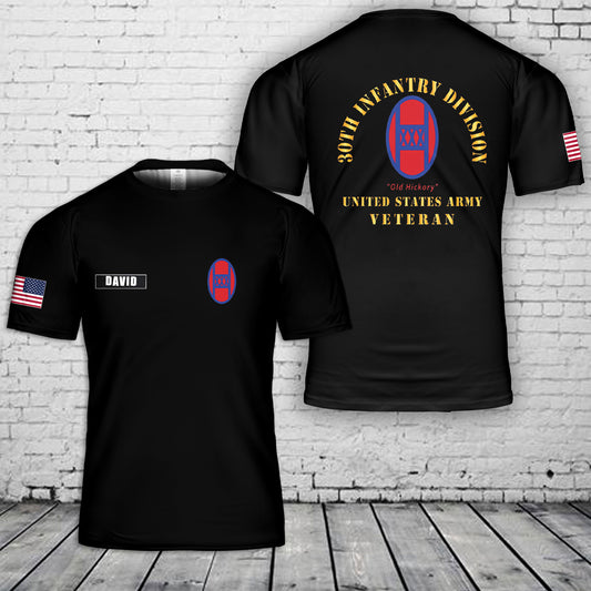 Custom name US Army 30th Infantry Division  Old Hickory 3D T-Shirt