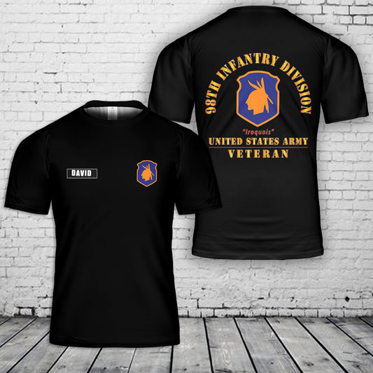 Custom name US Army 98th Infantry Division 3D T-Shirt