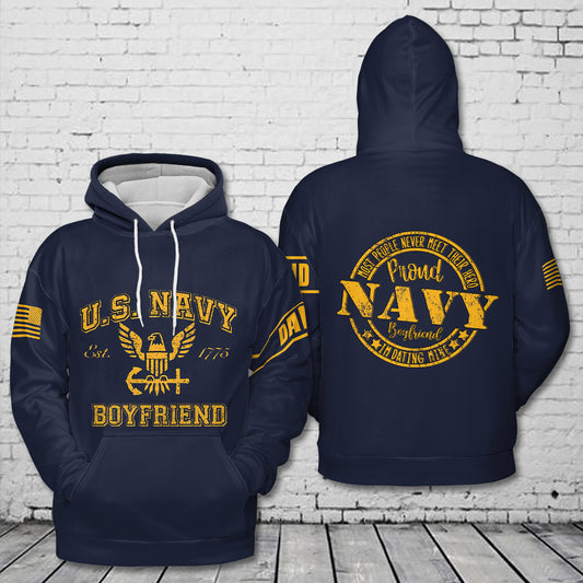 Custom name US Navy BoyFriend 3D Hoodie
