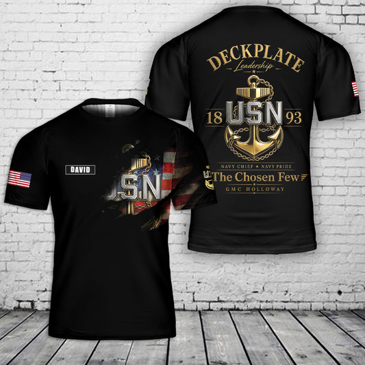 Custom name US Navy Chief 3D T-Shirt